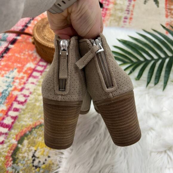 Franco Sarto Neutral Taupe Brown Open Toe Peep Toe Leather Ankle Boots Booties 8 - Picture 6 of 8